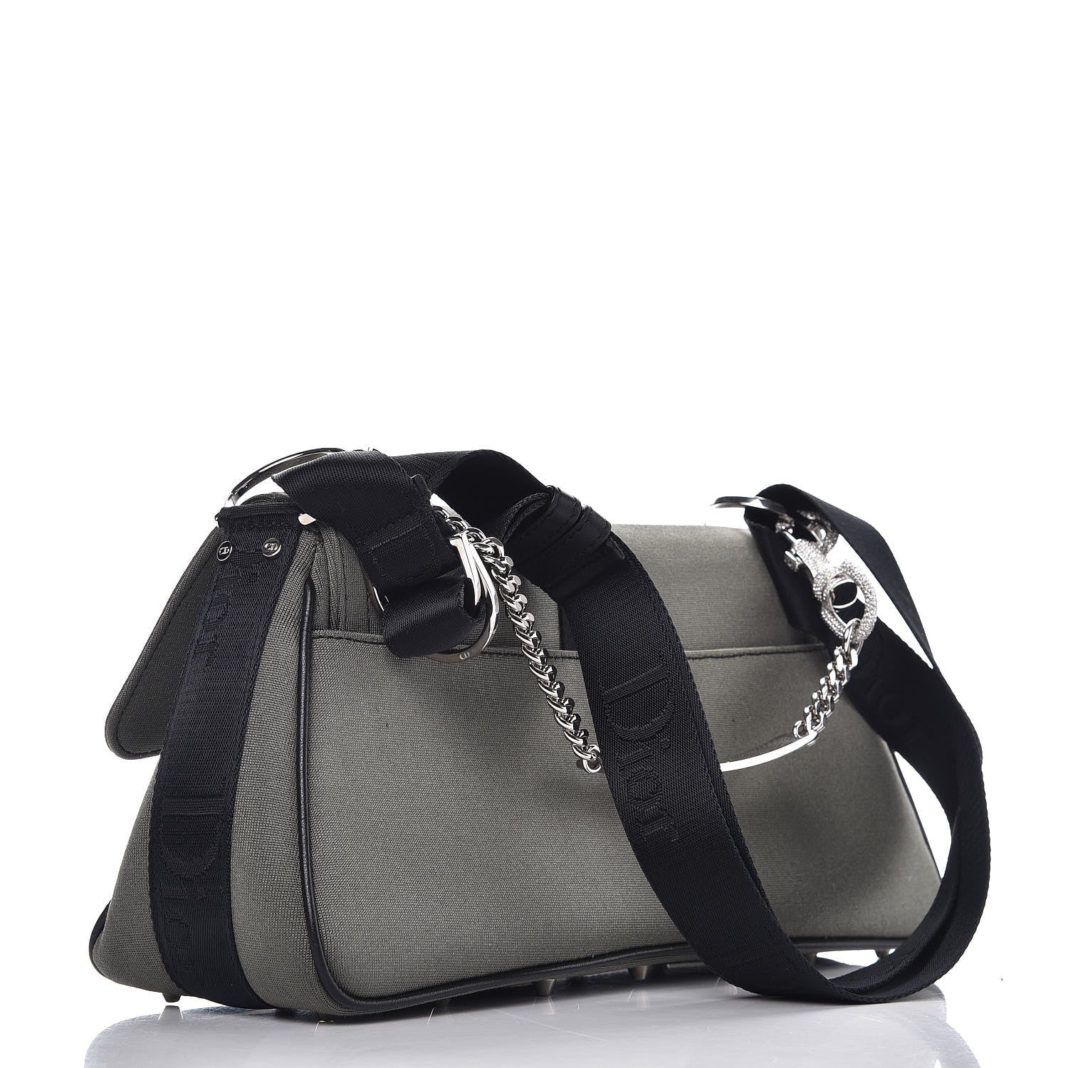 Christian Dior Silk Jersey Crystal Hardcore Bag Grey Black 3 of 8
