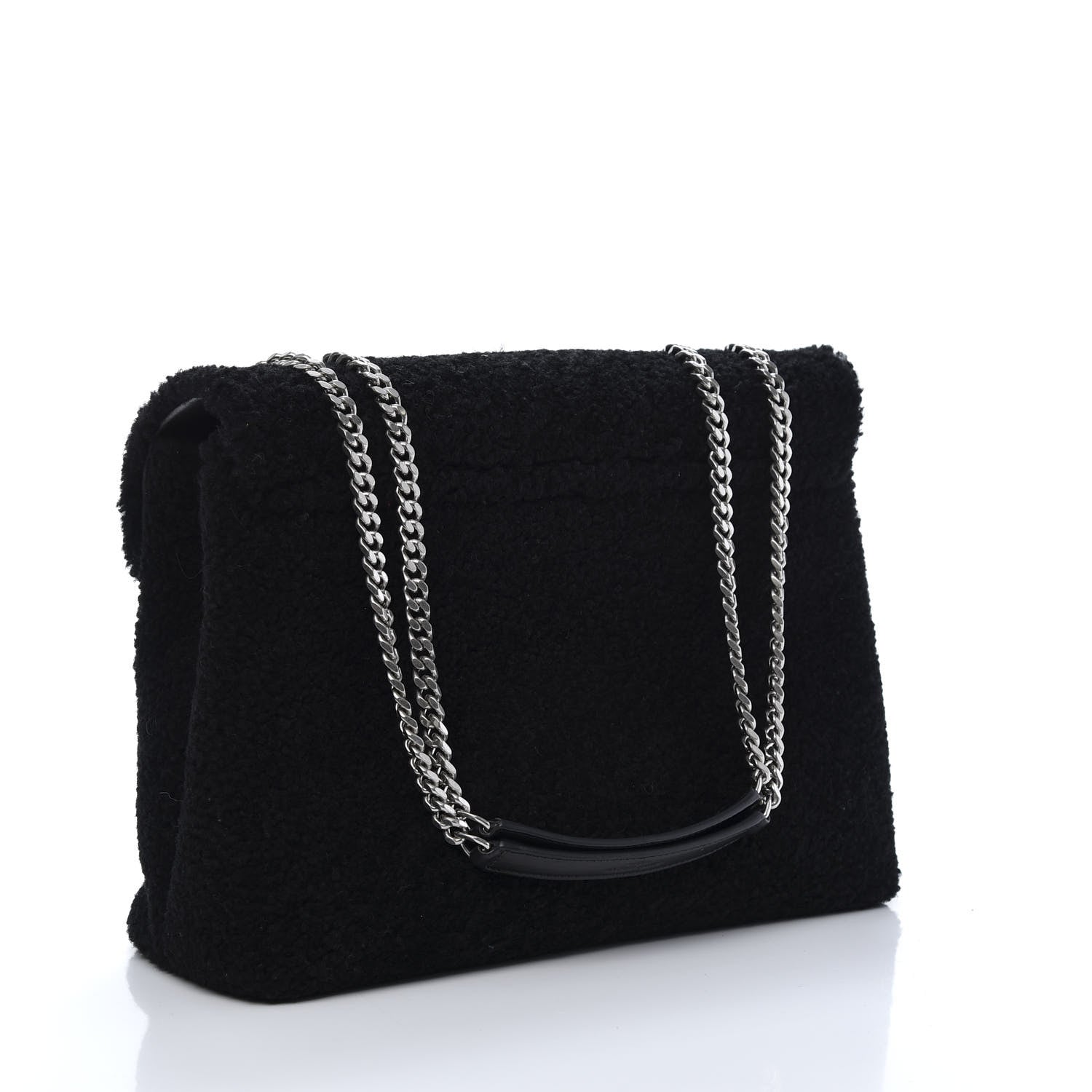 Saint Laurent Shearling Medium Loulou Shoulder Bag Black 3 of 13