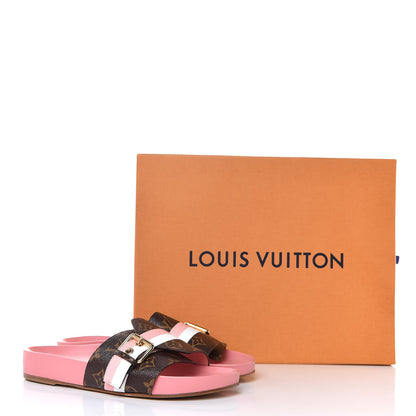 Louis Vuitton Patent Monogram Bom Dia Flat Mule 39 Rose White 9 of 9