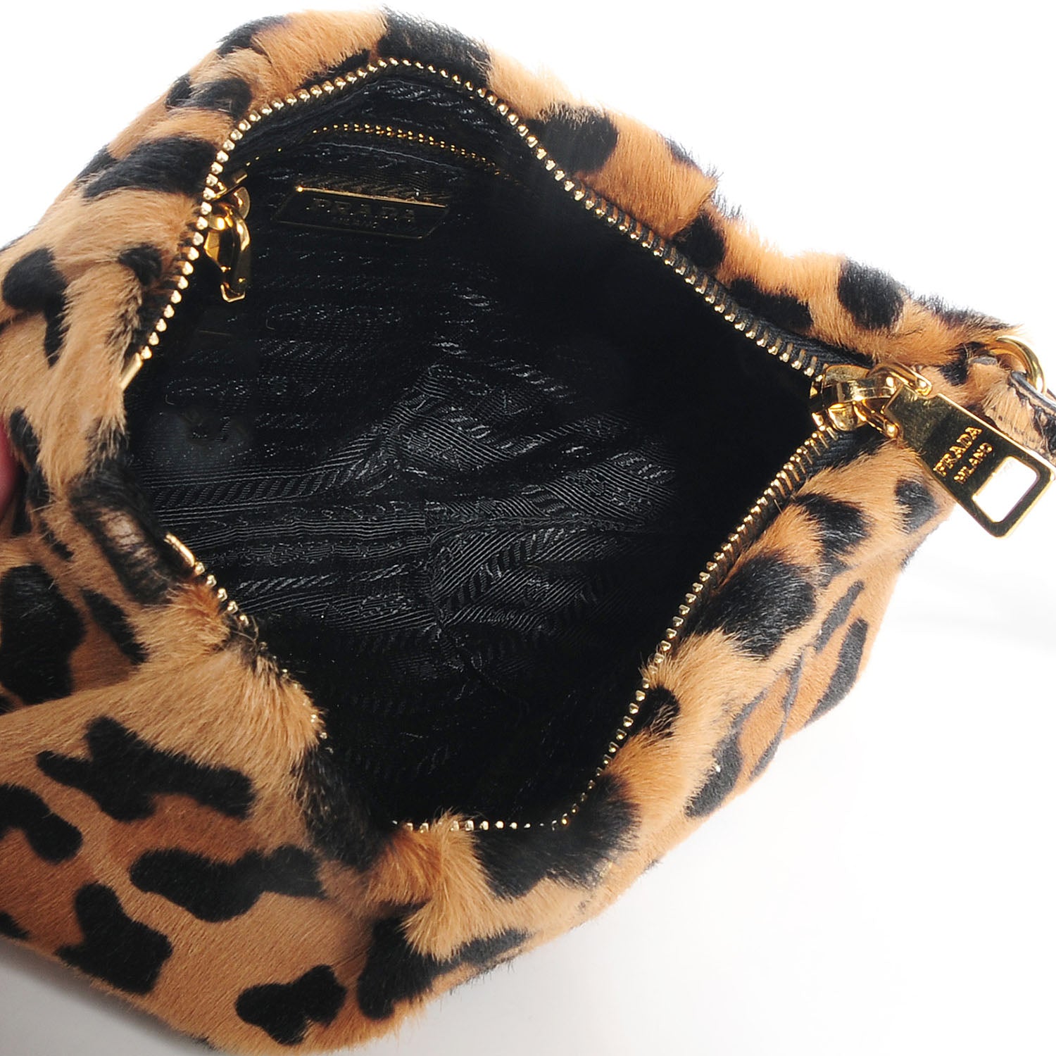 Prada Calf Hair Leopard Print Clutch Wristlet Miele Moro 6 of 9