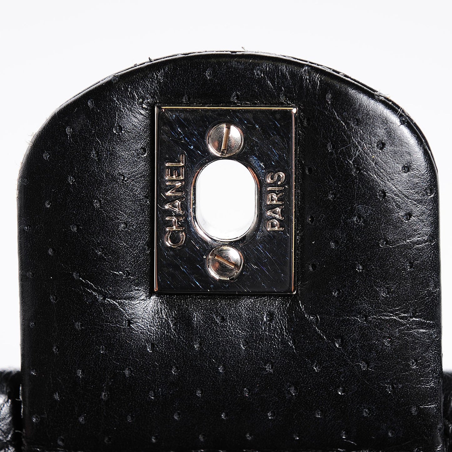 Aged Calfskin Perforated Flap Black