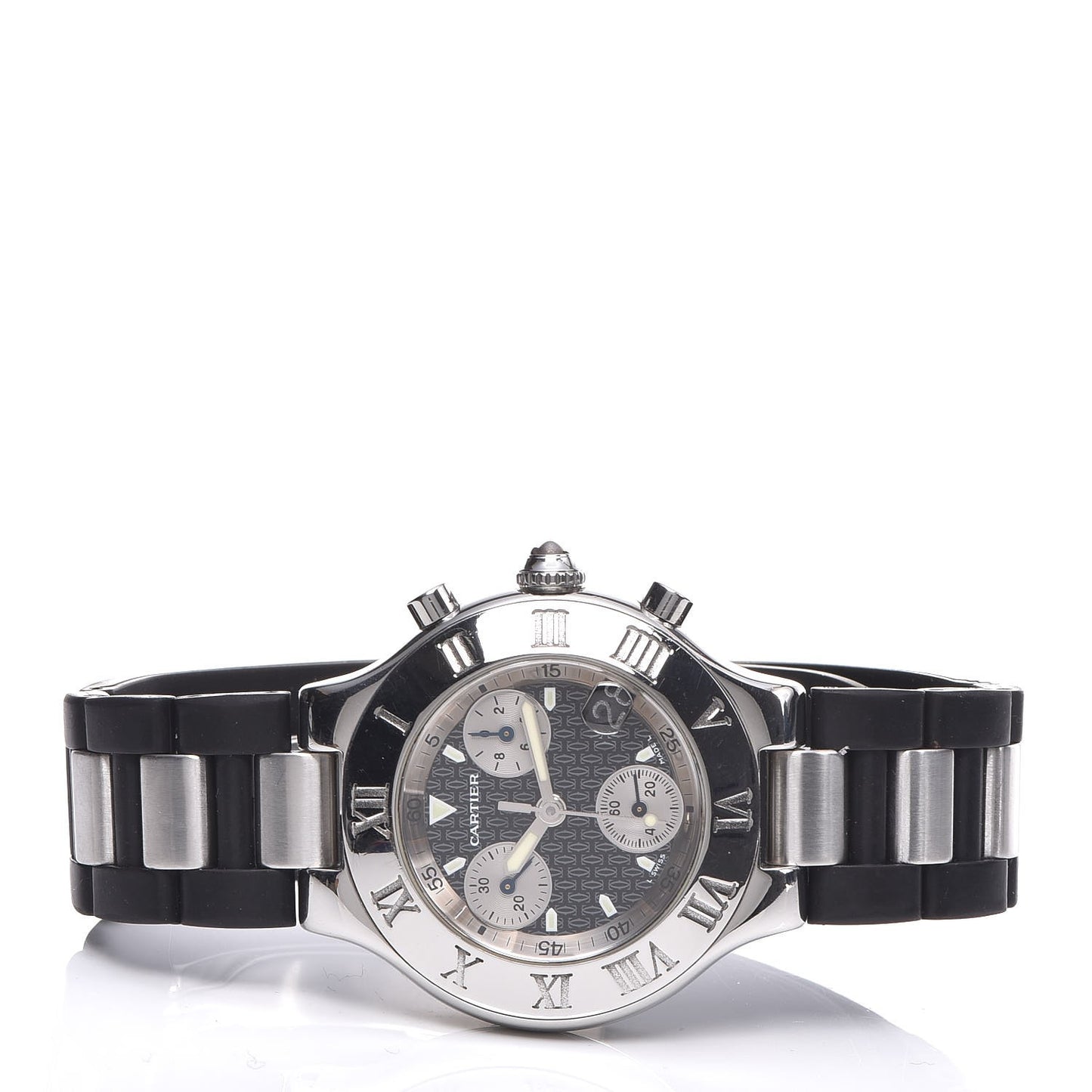 Stainless Steel Rubber 38mm Must 21 Chronoscaph Quartz Watch Black