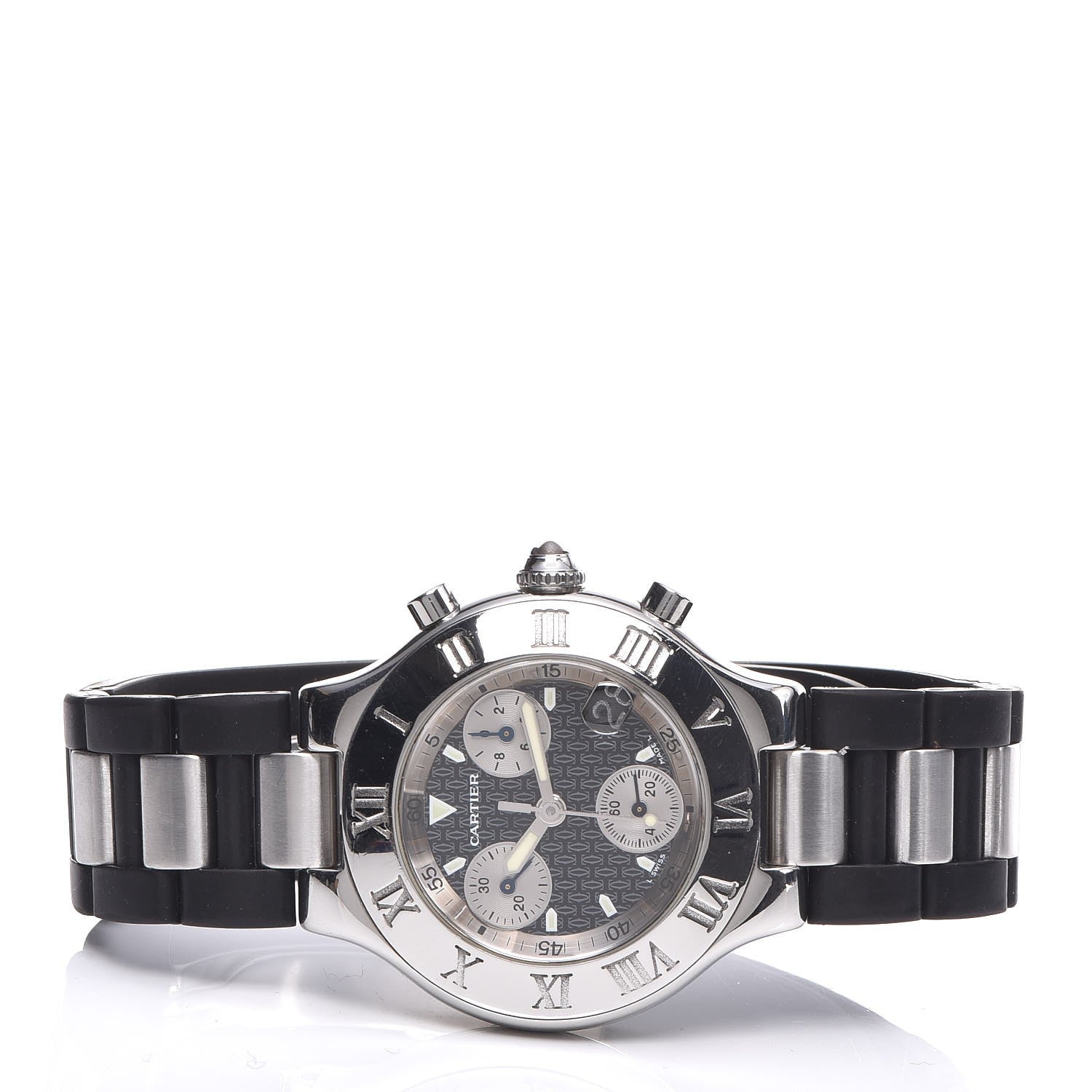 Cartier Stainless Steel Rubber 38mm Must 21 Chronoscaph Quartz Watch Black 3 of 10