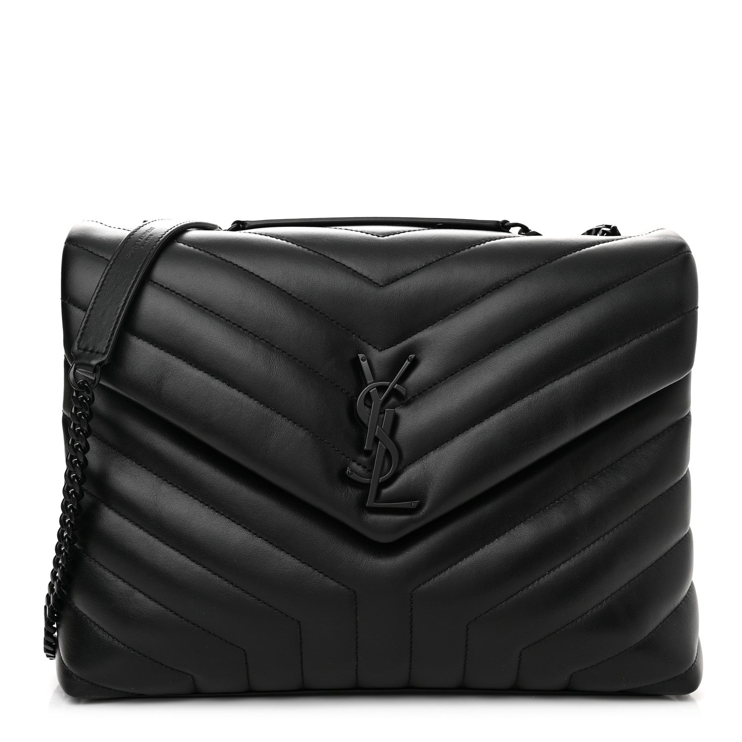 Saint Laurent Calfskin Y Quilted Monogram Monochrome Medium Loulou Chain Satchel Black 1 of 10