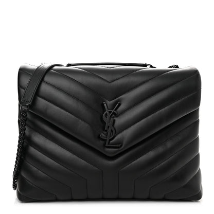 Saint Laurent Calfskin Y Quilted Monogram Monochrome Medium Loulou Chain Satchel Black 1 of 10