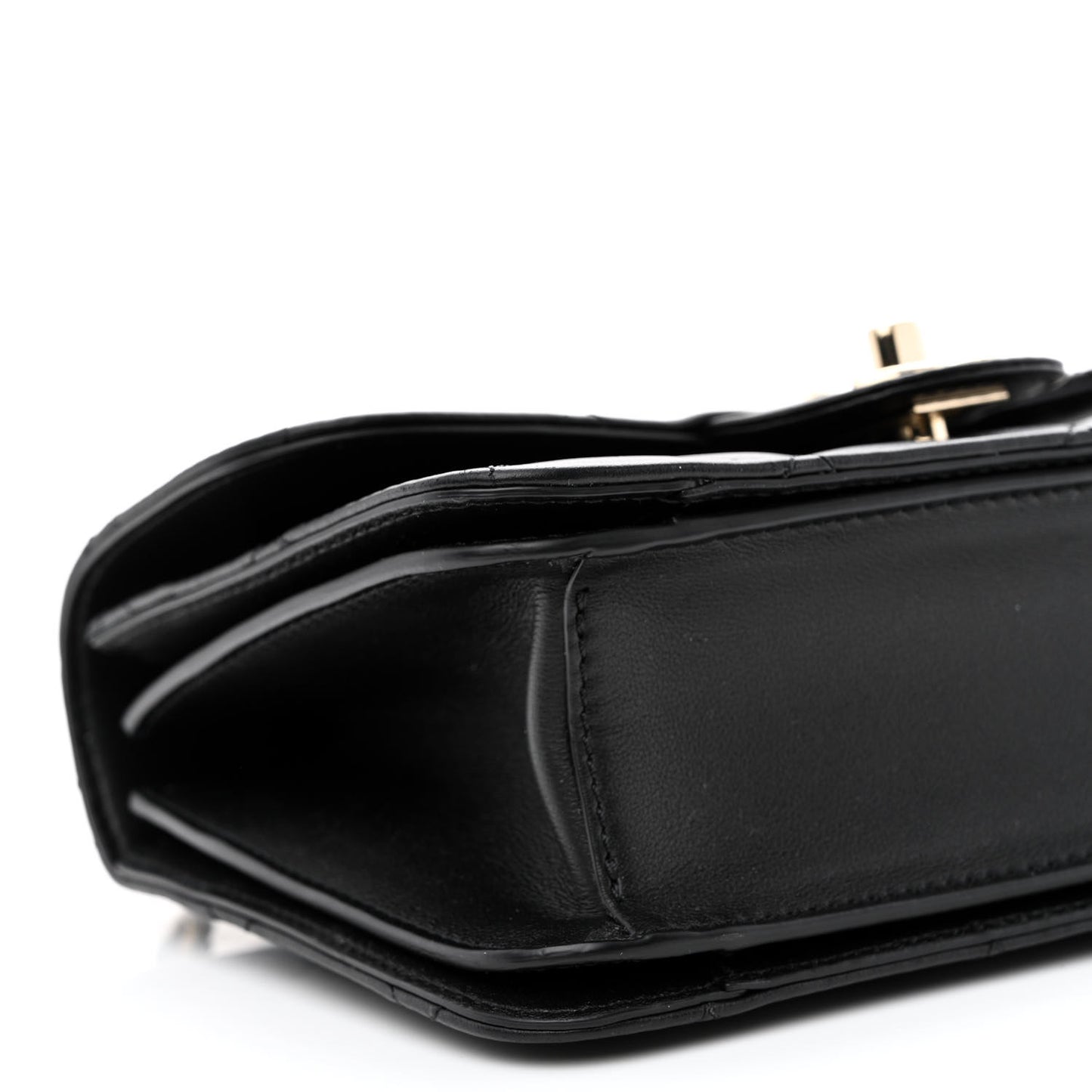 Calfskin Quilted Small Top Handle Flap Black