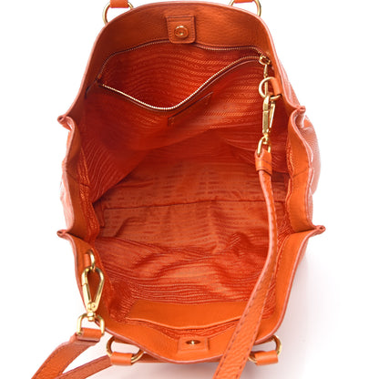 Prada Vitello Daino Logo Shopping Tote Papaya 5 of 14