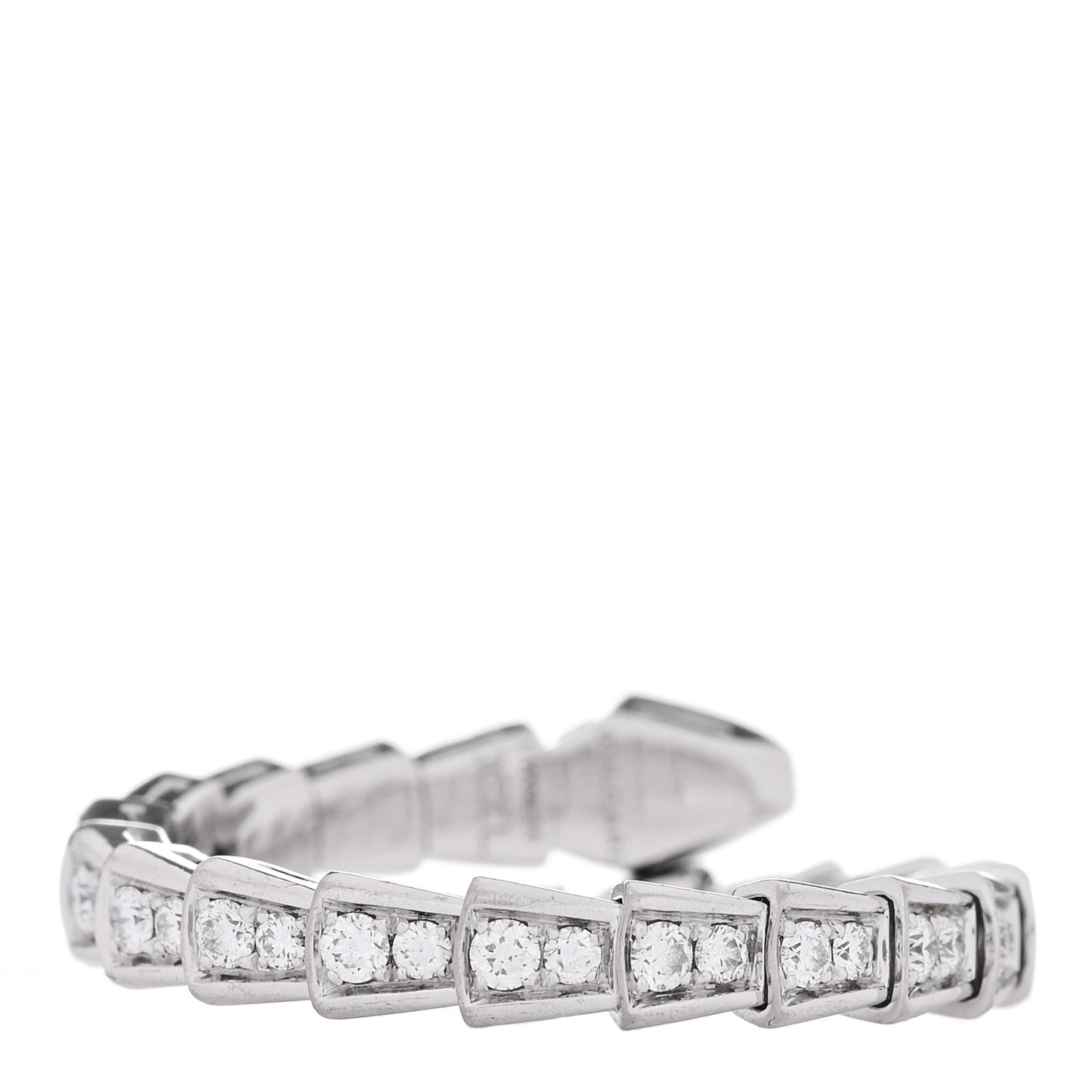 18K White Gold Diamond Serpenti Viper Pave Ring XXL