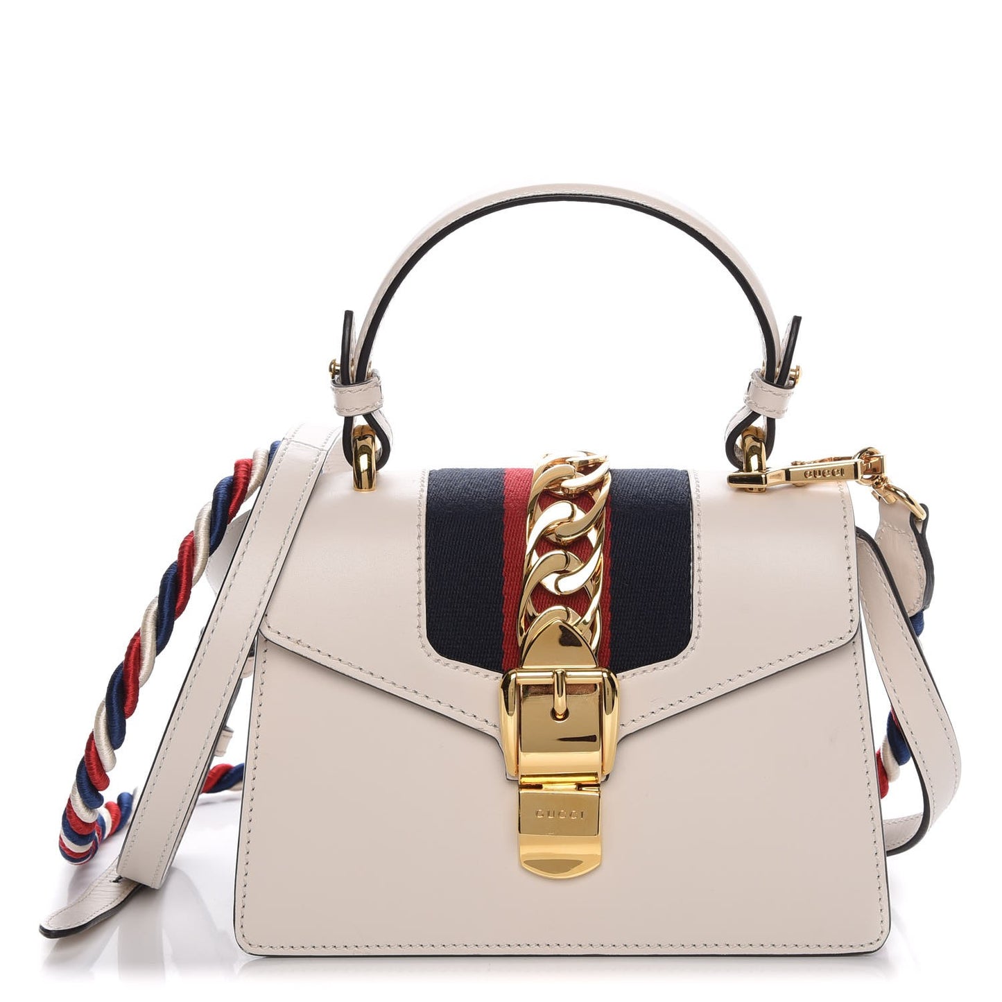 Calfskin Mini Sylvie Top Handle Bag White