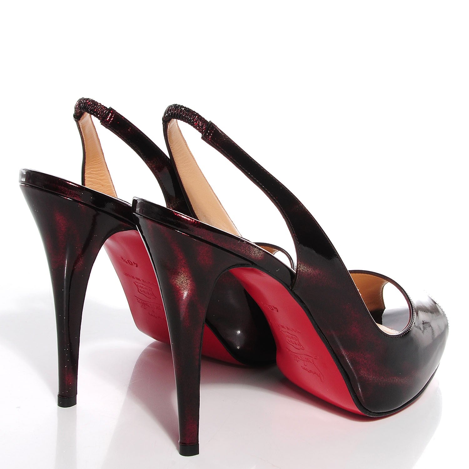 Christian Louboutin Patent Glitter No Prive 120 Pumps 40.5 Burgundy 4 of 7