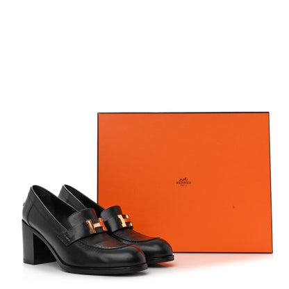 Hermes Goatskin Womens Dauphine 70 Moccasin Loafers 41 Black 9 of 9