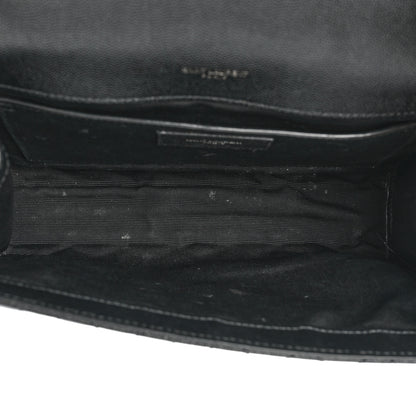 Saint Laurent Grain De Poudre Textured Mixed Matelasse Triquilt Medium Monogram Monochrome Satchel Black 5 of 15