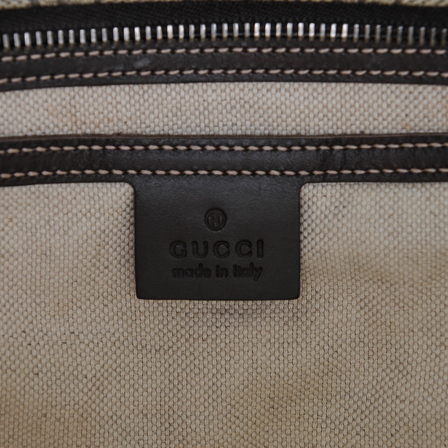 Gucci GG Supreme Monogram Medium Zippered Shopping Tote Dark Brown 6 of 7