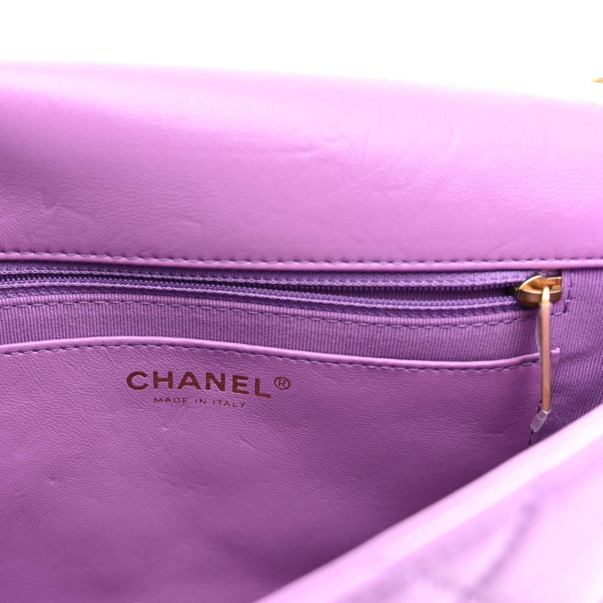 Lambskin Quilted Large CC Funky Town Flap Purple