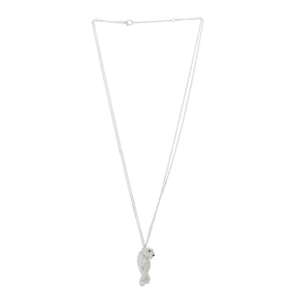 Cartier 18K White Gold Diamond Onyx Emerald Panthere De Cartier Pendant Necklace 3 of 6