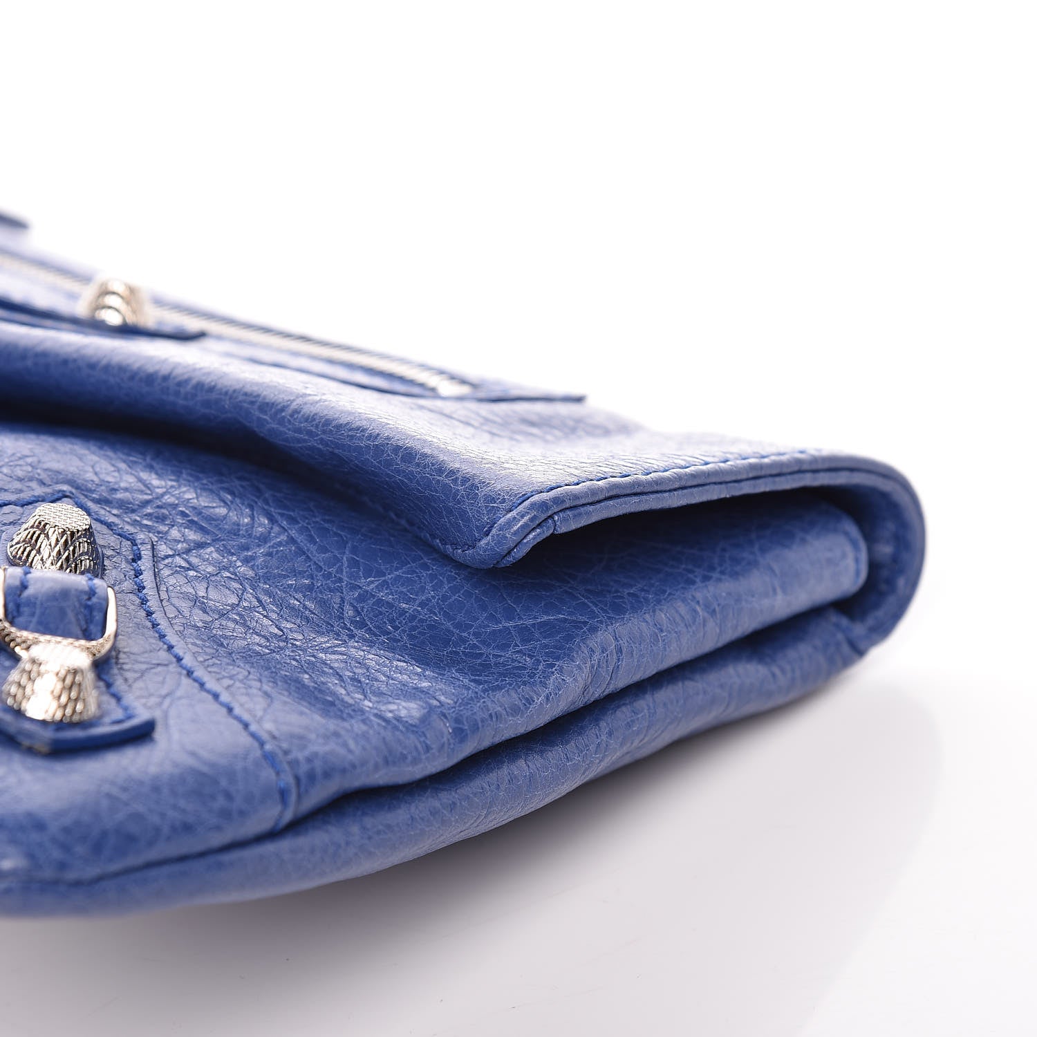 Balenciaga Agneau Giant 12 Silver Hardware Envelope Clutch Bleuette 11 of 12