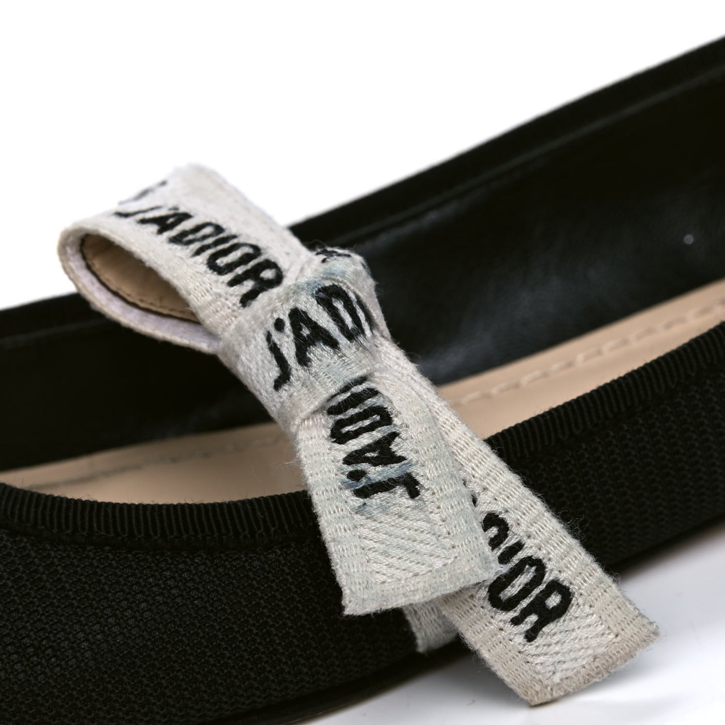 Fabric Ribbon Embroidered J'Adior Ballet Flats 37 Black