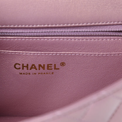 Chanel Iridescent Lambskin Quilted Mini Top Handle Rectangular Flap Pink 6 of 11