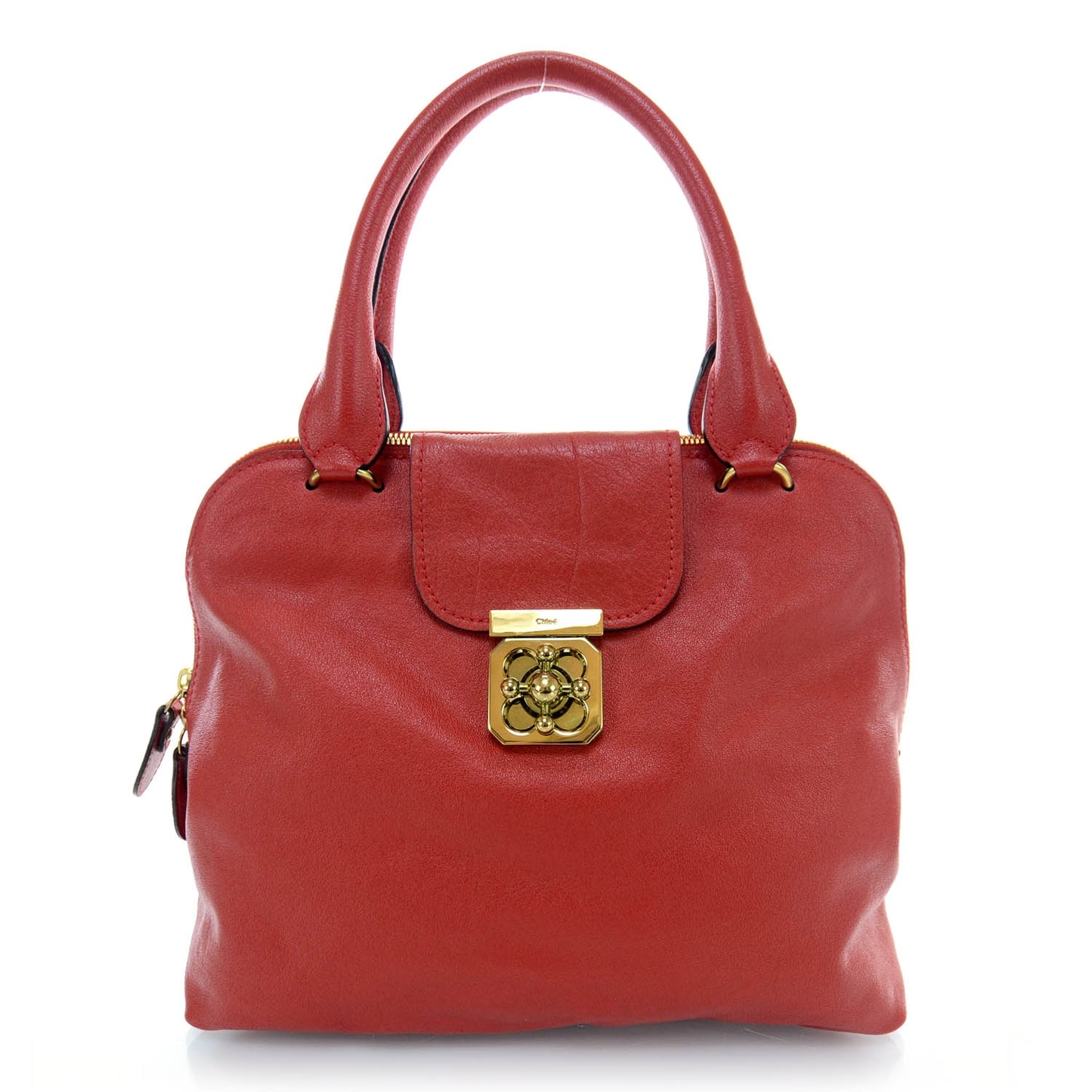 Calfskin Elsie Large Bowling Bag Red