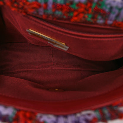 Chanel Tweed Quilted Medium Chanel 19 Flap Red Purple Green 5 of 10