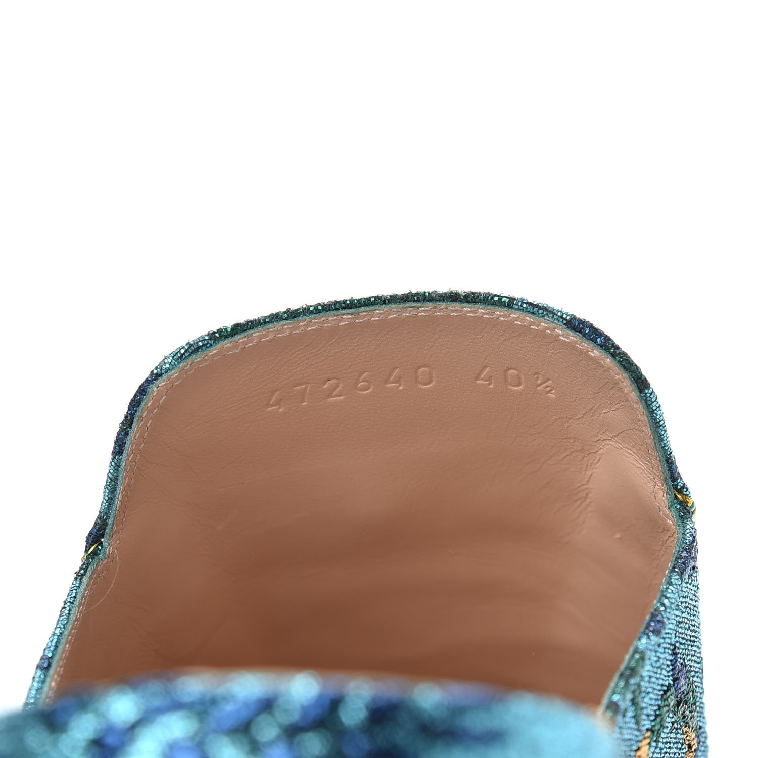 Gucci Iridescent Brocade Womens Princetown Slippers 40.5 Azure Multicolor Oro 8 of 9