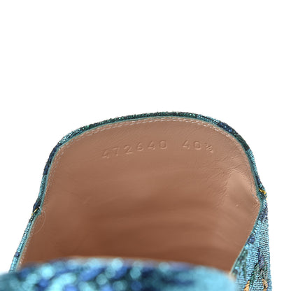 Gucci Iridescent Brocade Womens Princetown Slippers 40.5 Azure Multicolor Oro 8 of 9