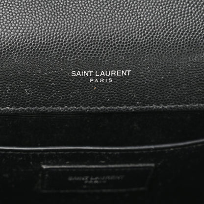 Saint Laurent Grain De Poudre Textured Mixed Matelasse Triquilt Medium Monogram Satchel Black 6 of 12