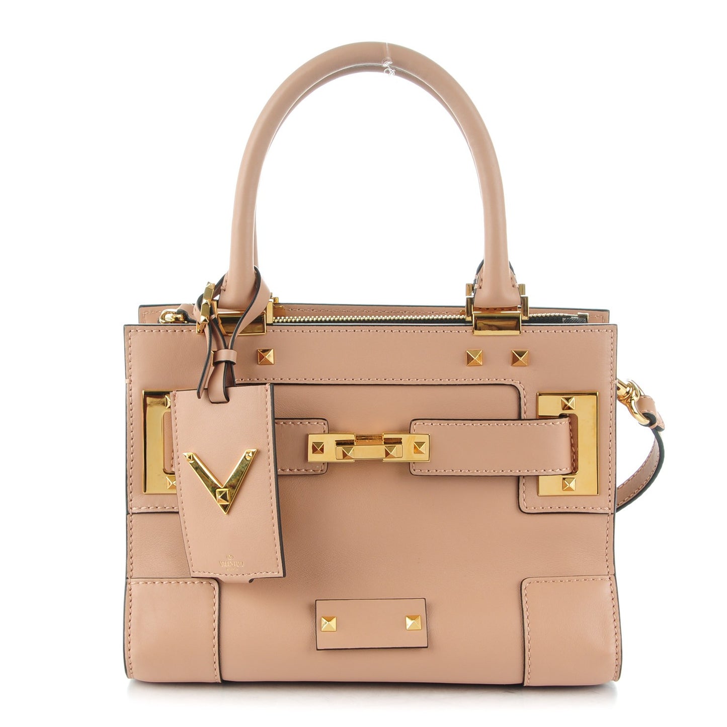 Vitello Small My Rockstud Double Handle Satchel Skin Sorbet