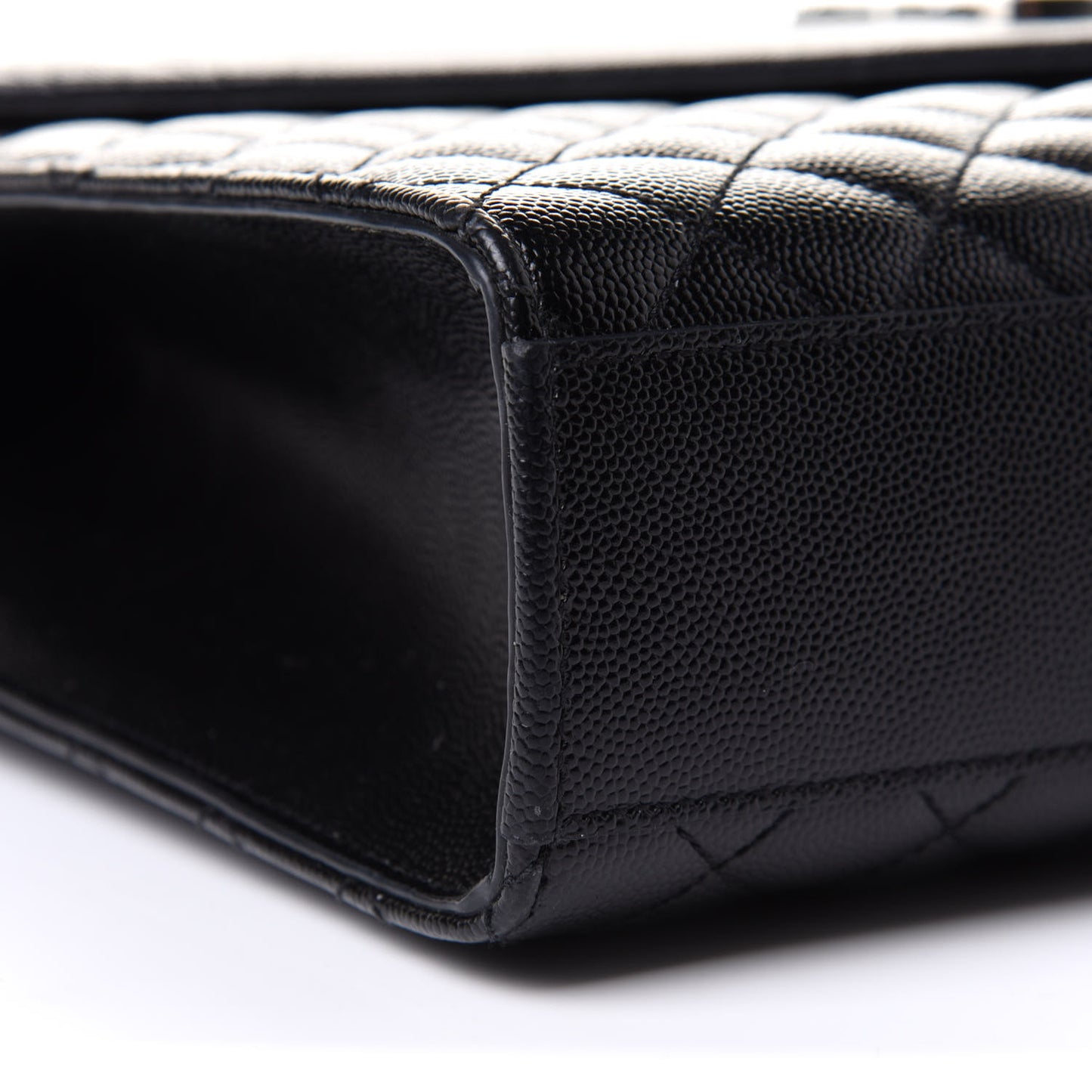 Grain De Poudre Textured Mixed Matelasse Large Triquilt Monogram Satchel Black