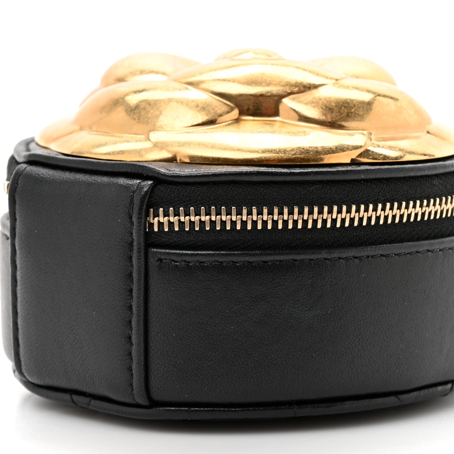 Chanel Lambskin Mini Camellia Bouquet Clutch With Chain Black Gold 9 of 10