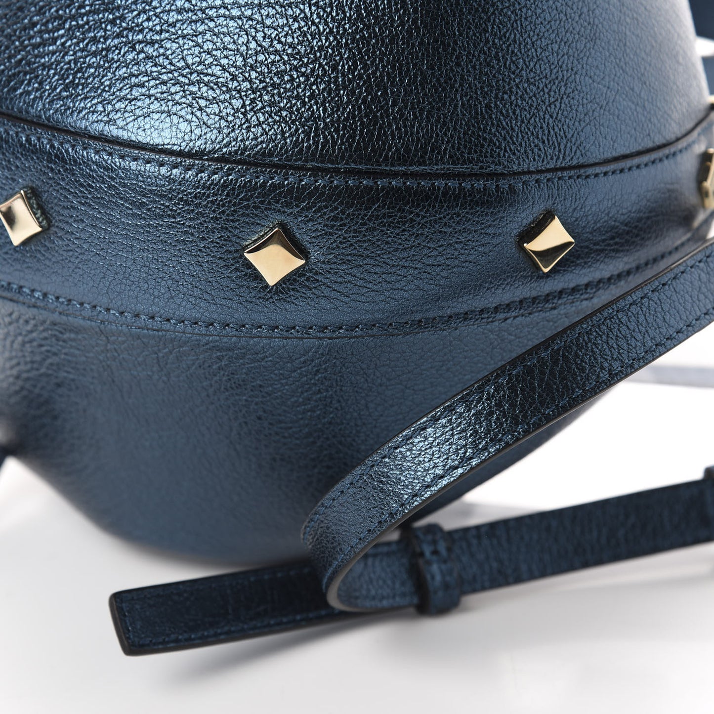 Metallic Goatskin Candy Drawstring Bucket Bag Green