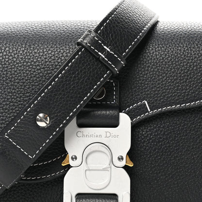 Christian Dior Grained Calfskin Saddle Messenger Bag With Strap Black 8 of 10