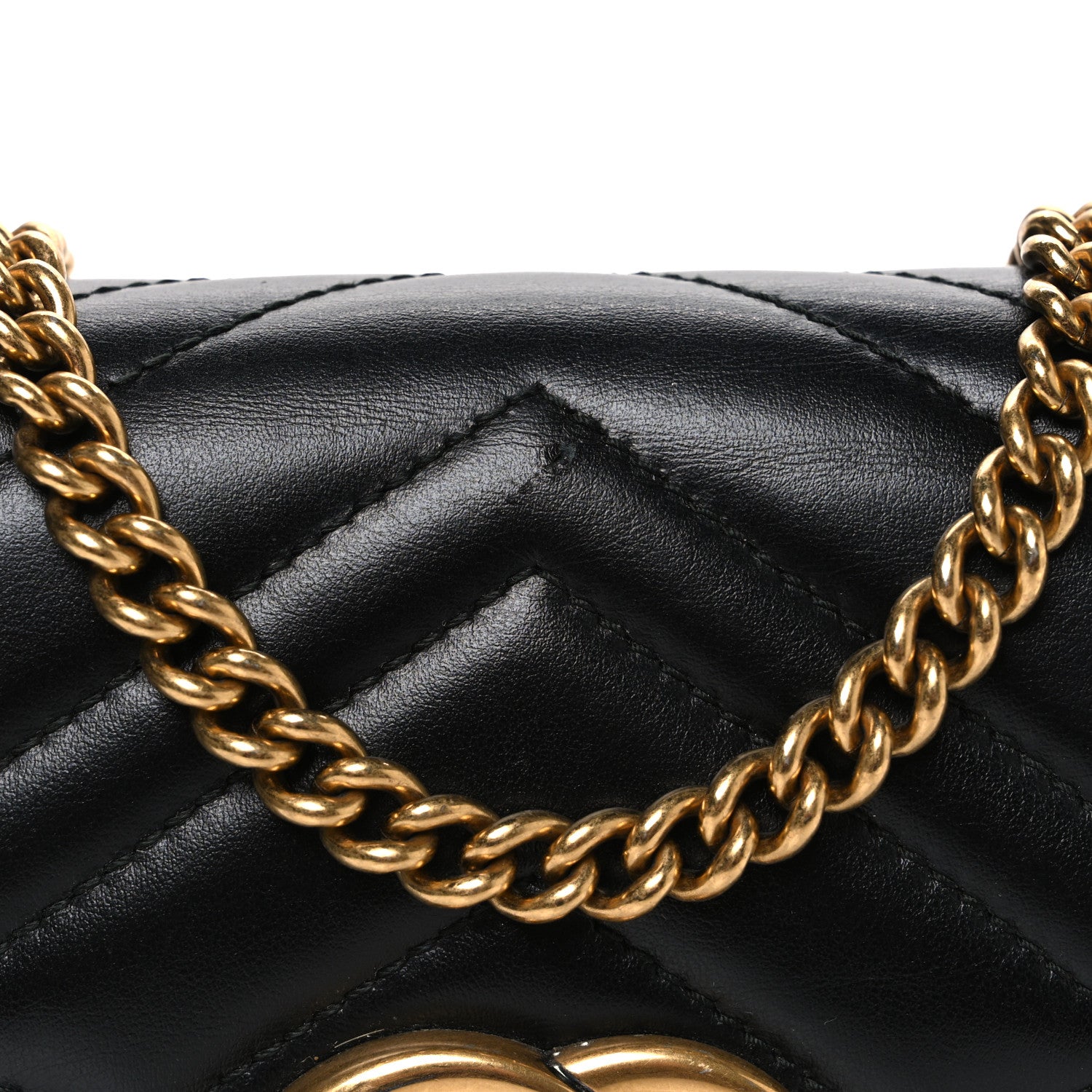 Gucci Calfskin Matelasse GG Marmont Chain Wallet Black 8 of 12