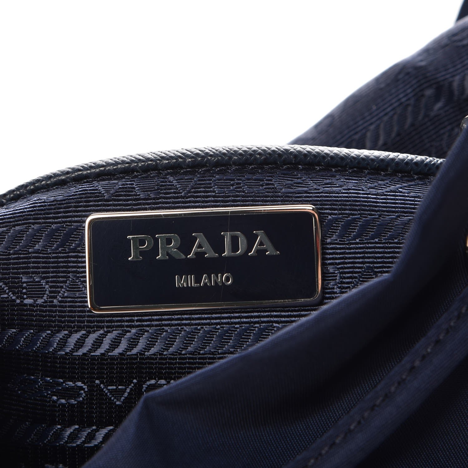 Prada Nylon Vela Saffiano Medium Cinch Backpack Baltico 6 of 9