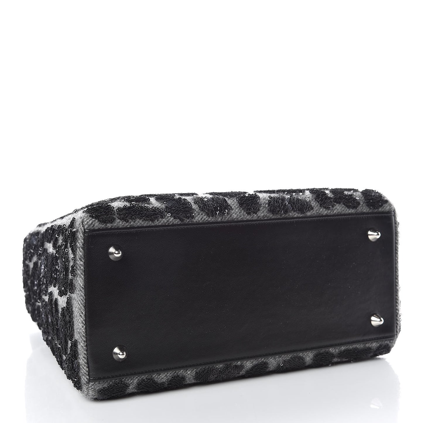 Wool Sequin Embellished Medium Lady Dior Black