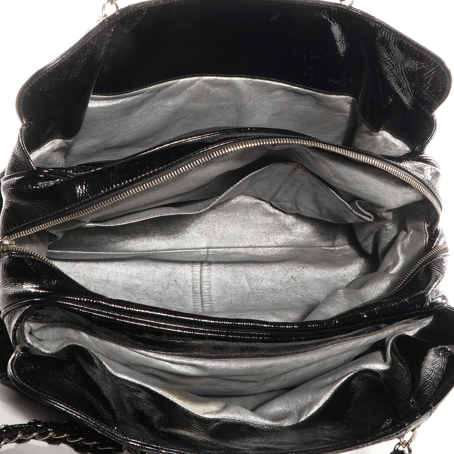 Patent Calfskin Large Luxe Ligne Tote Black