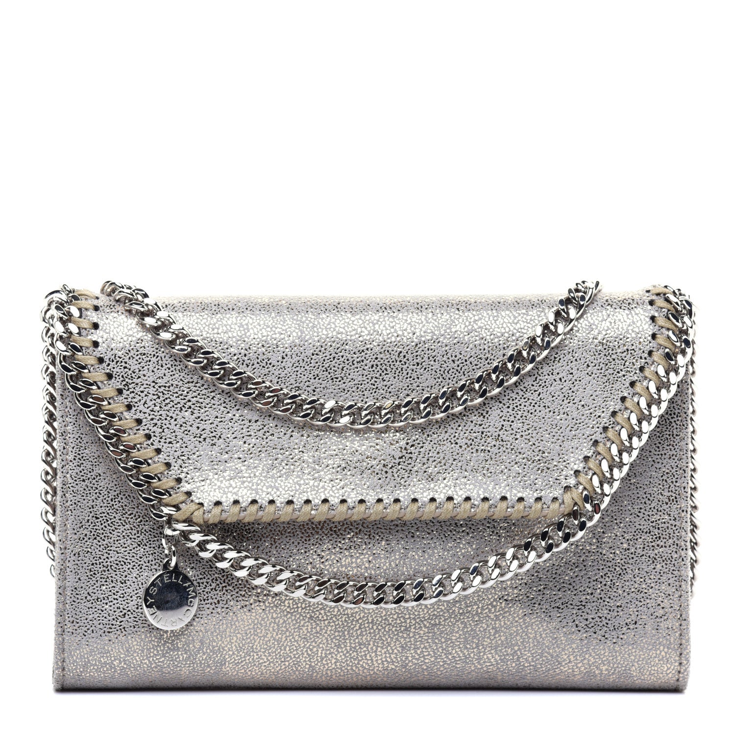 Stella McCartney Metallic Shaggy Deer Falabella Wallet on Chain Silver 1 of 10