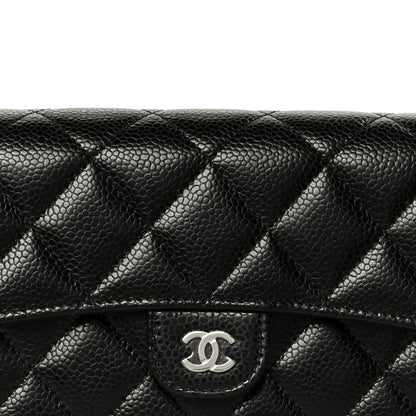 Chanel Caviar Quilted Large Gusset Flap Wallet Black 9 of 10