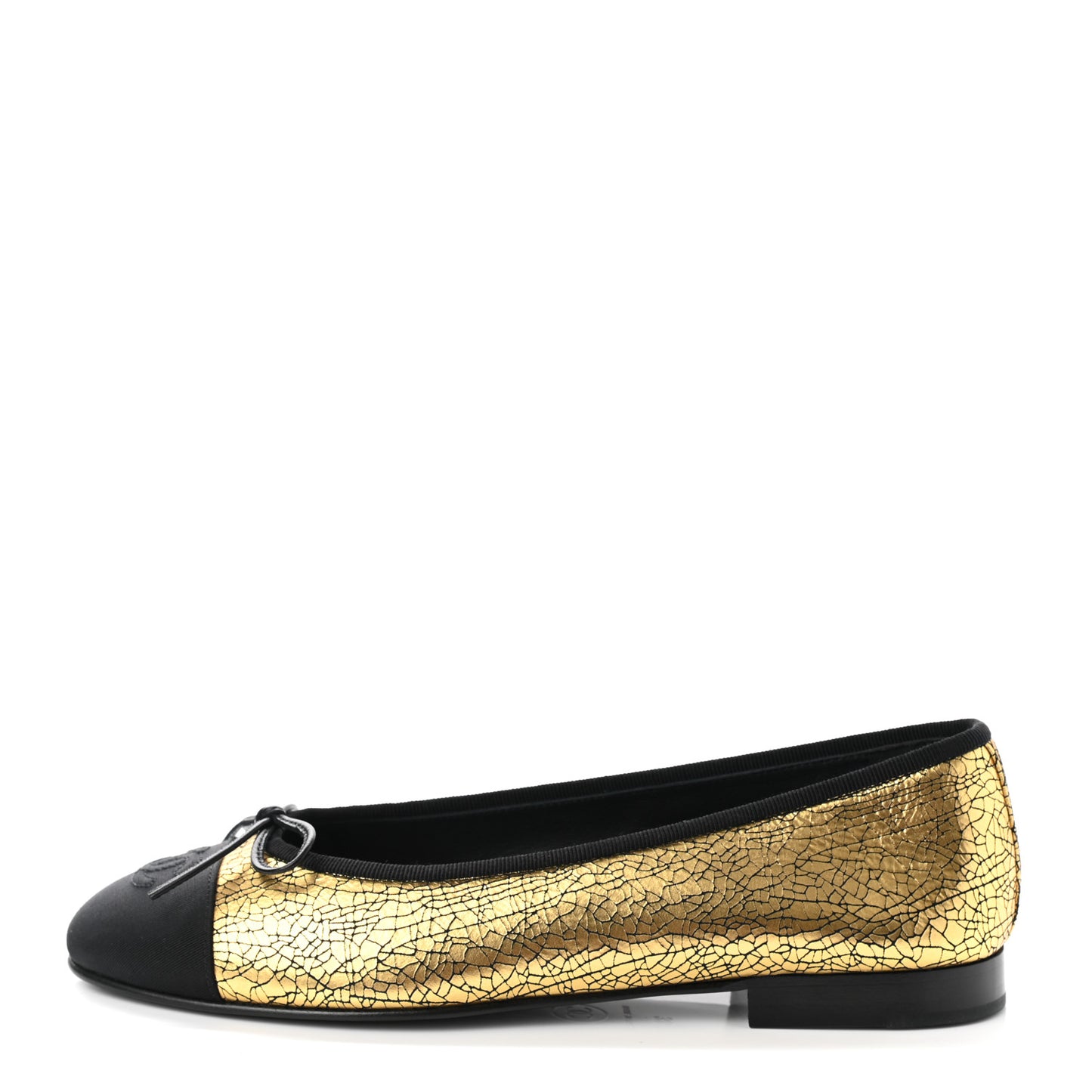 Metallic Calfaskin Cap Toe CC Ballerina Flats 38 Gold
