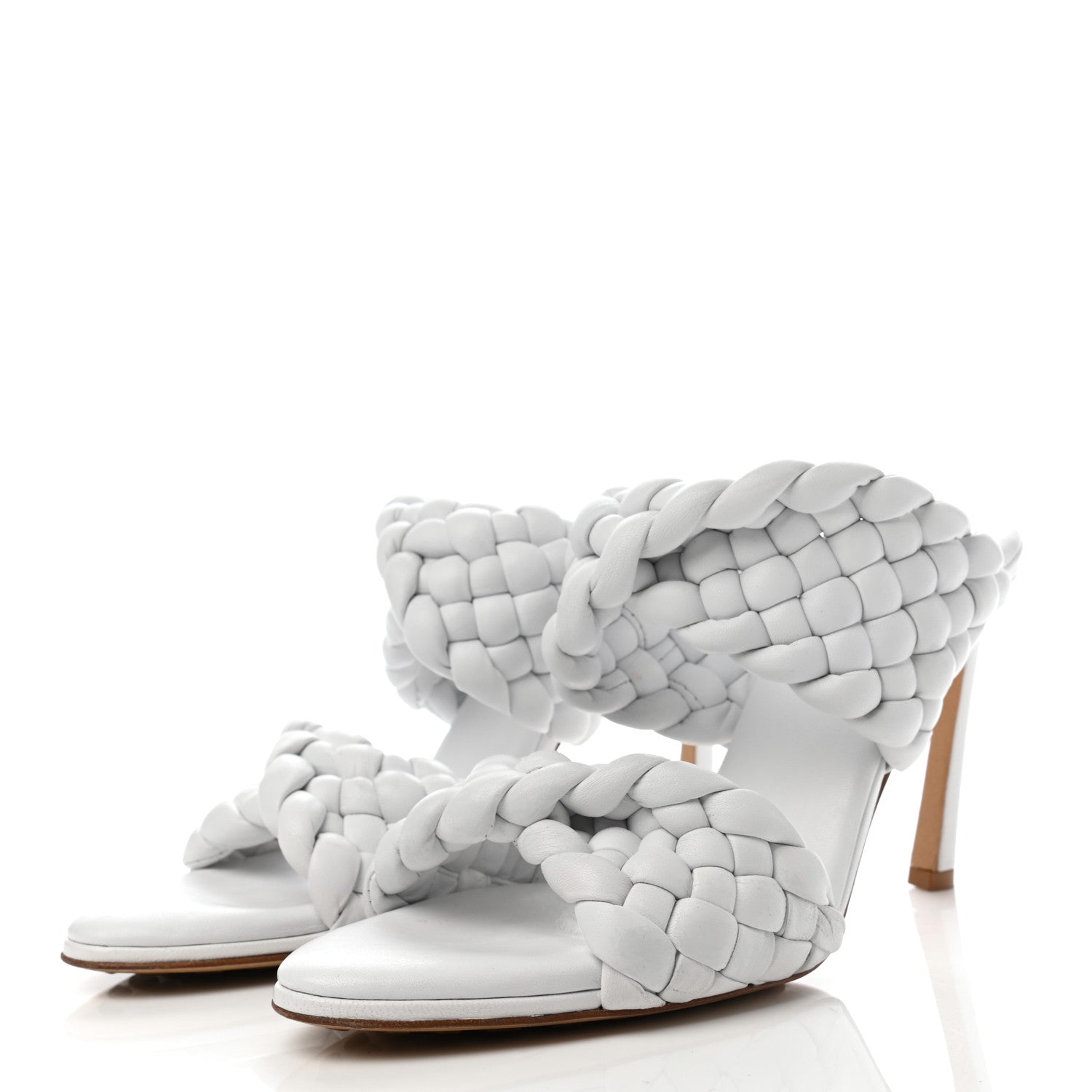 Bottega Veneta Nappa Twisted Padded Intrecciato Curve Slide Sandals 38.5 Optic White 3 of 7