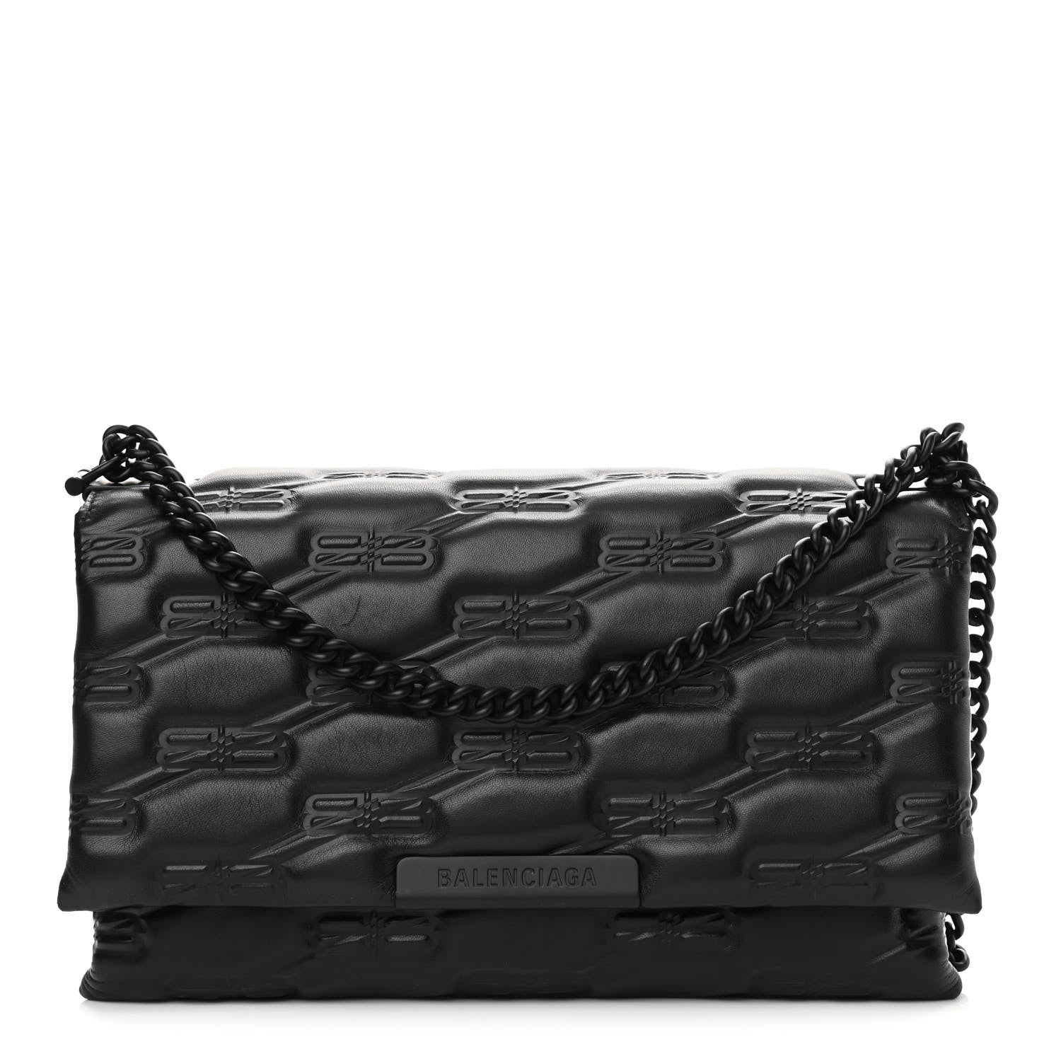 Balenciaga Nappa BB Monogram Embossed Medium Triplet Bag Black 1 of 9