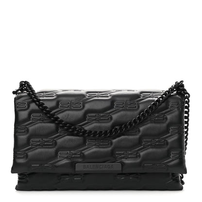 Balenciaga Nappa BB Monogram Embossed Medium Triplet Bag Black 1 of 9