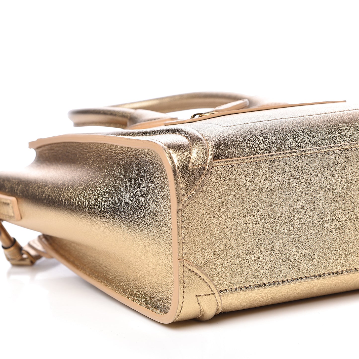Laminated Lambskin Nano Luggage Gold