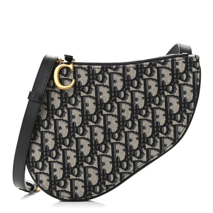 Christian Dior Oblique Saddle Pouch With Strap Navy Blue 1 of 8