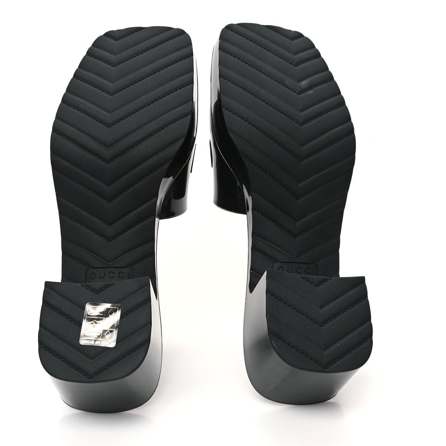 Rubber Gucci Logo Womens Platform 20/60mm Slide Sandals 38 Black