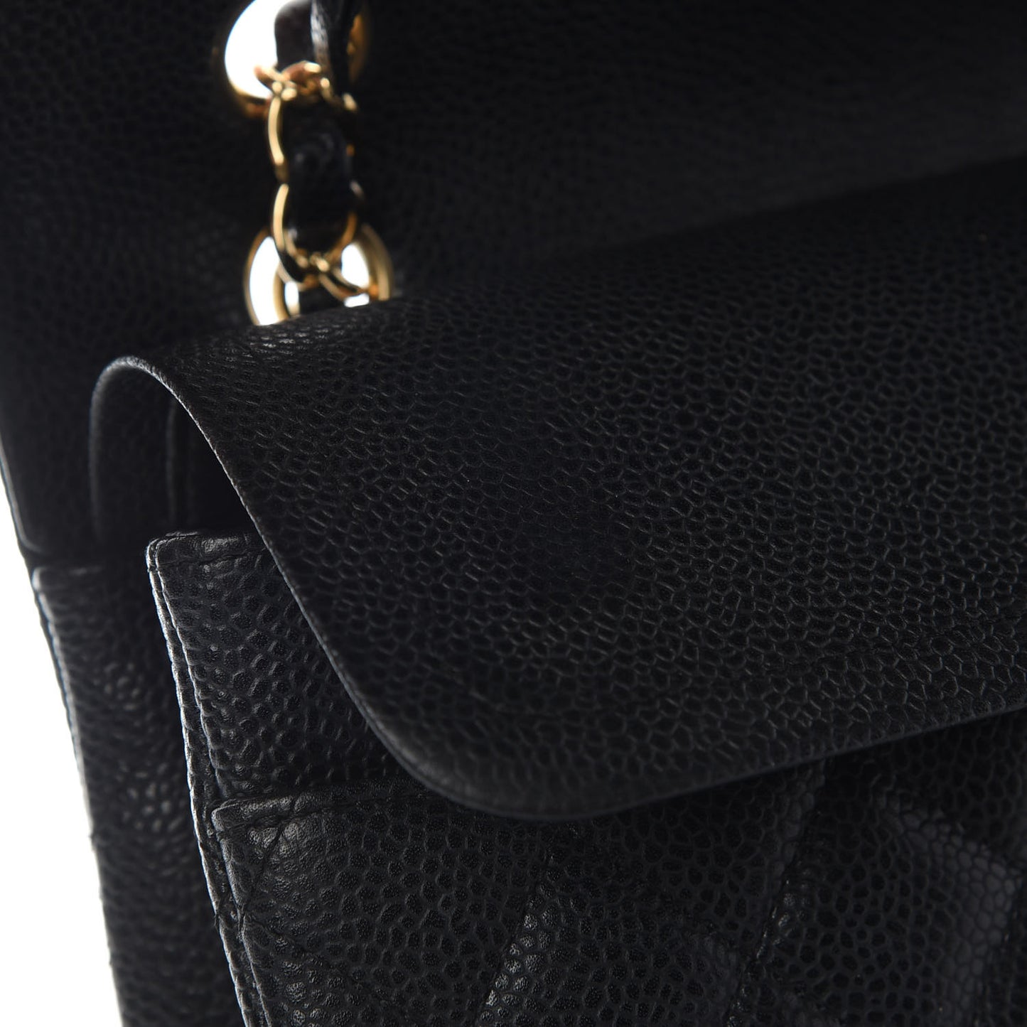 Caviar Quilted Medium Double Flap Black