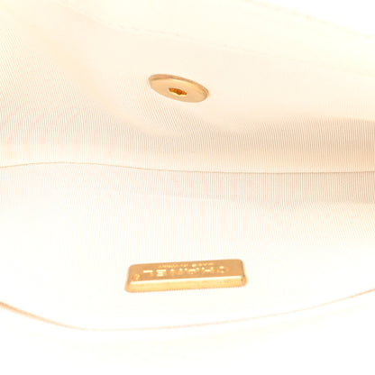 Chanel Glazed Calfskin Pleated Chain Stitch East West Flap White 5 of 12