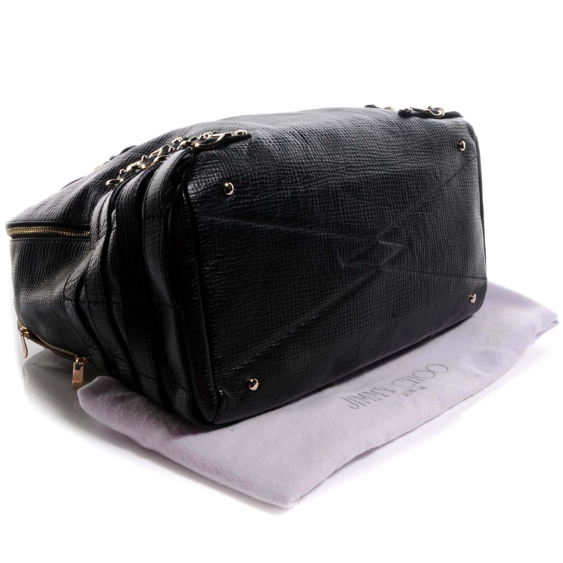 Jimmy Choo Textured Leather Blythe M Handbag Black 4 of 4