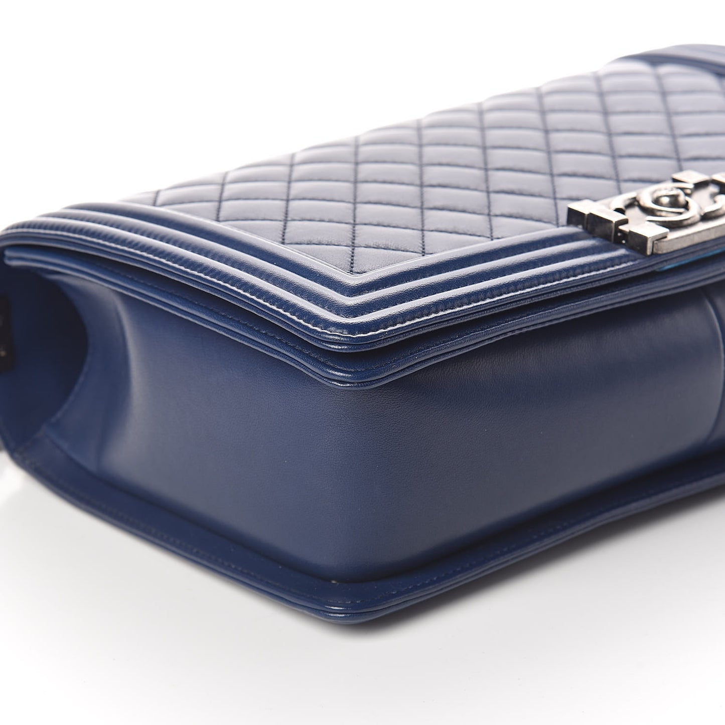 Lambskin Quilted New Medium Boy Flap Dark Blue