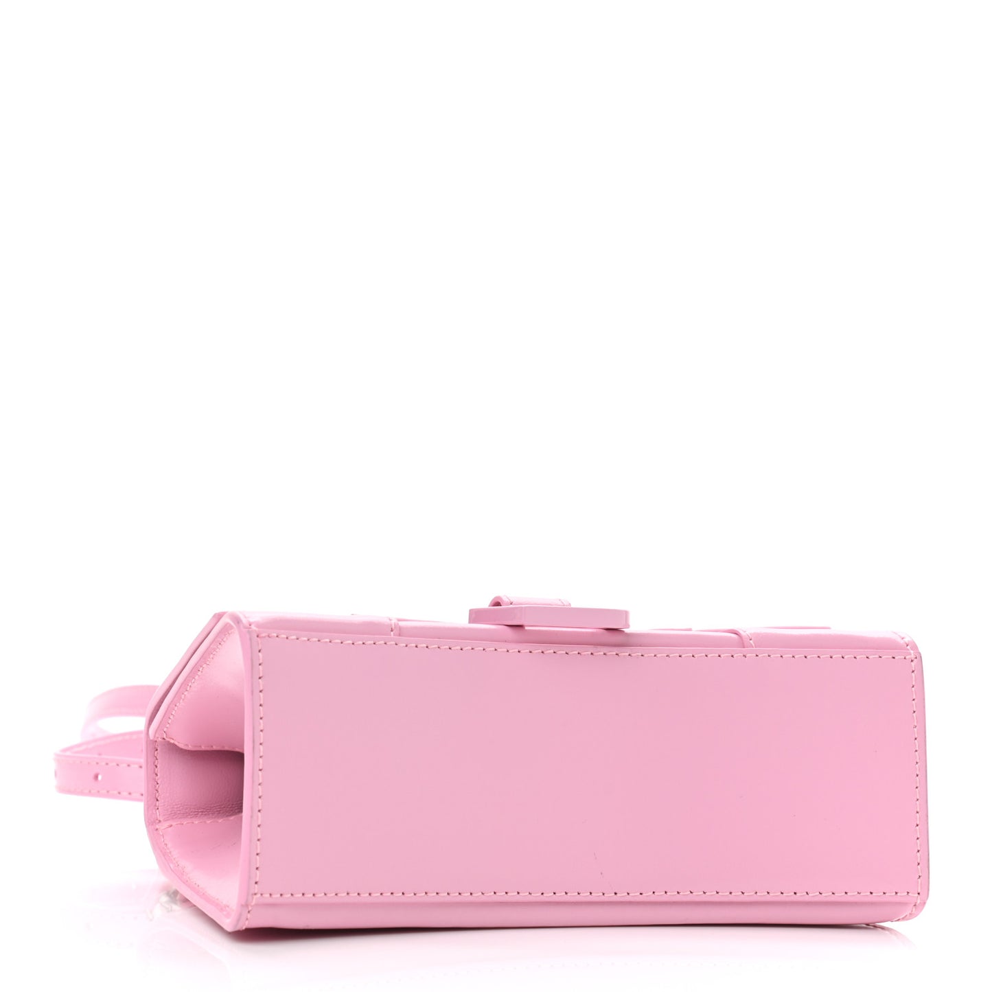 Shiny Box Calfskin Tonal B Hourglass Top Handle Bag XS Candy Pink